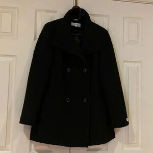 Calvin Klein  black tweed Wool Pea Coat Sz 10